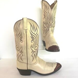 Men’s Dan Post Cream Print Western Cowboy Boots Size 10D Made in USA
